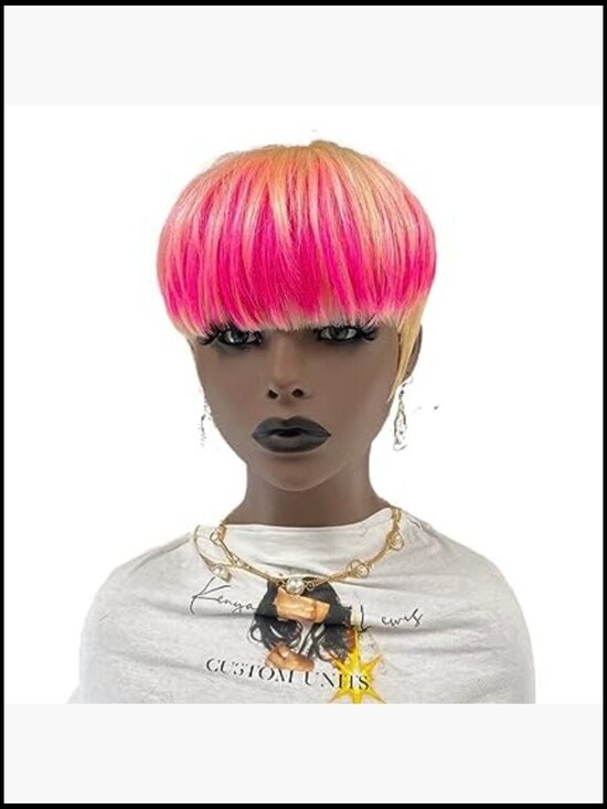 Short Pixie Cut Wig with Bangs Heat Resistant Synthetic Hairpiece Daily Wear